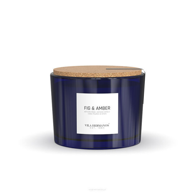 Fig & Amber - Vila Hermanos -  świeca zapachowa 350g - seria Apothecary Cobalt Blue